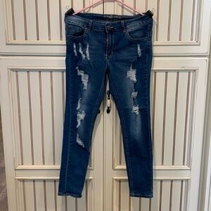 Distressed, flying angel skinny fit jeans size 11 have a lot of stretch in them